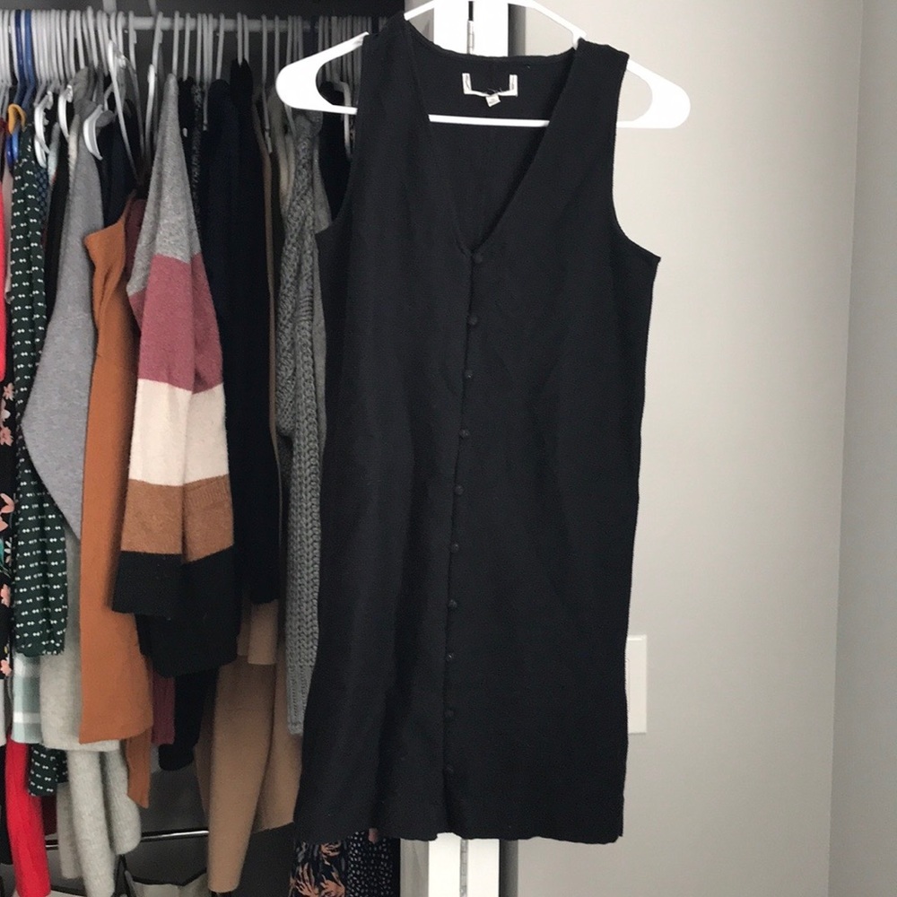 Madewell Black Button Texture & Thread Dress, NWOT